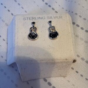 Sterling Silver Guitar Earrings